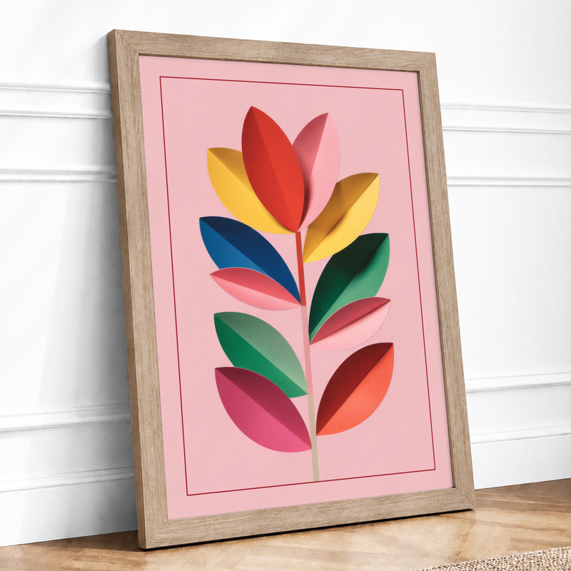 Stacked Petals Modern - Framed Print, A4 - 29.7 x 21.0 cm, Oak