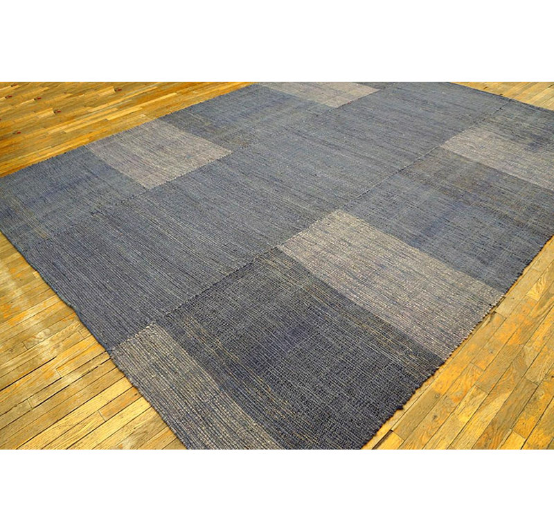 Flatweave Wool Geometric Area Rug in Gray
