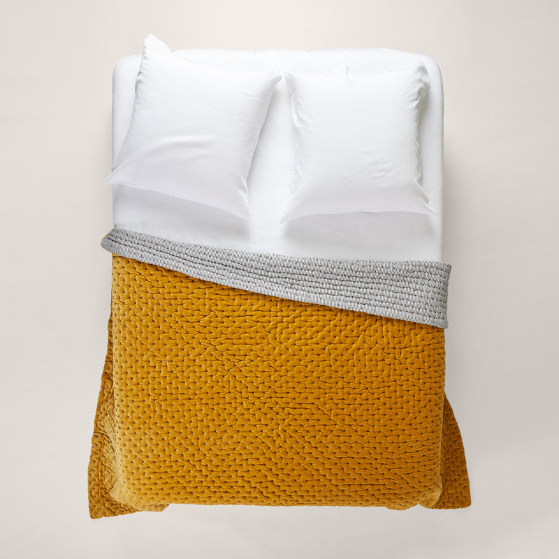 Cotton No Pattern Bedspread, W170 x L260cm, Orange