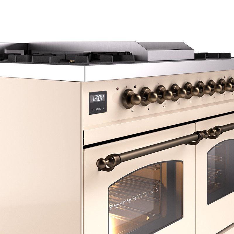 ILVE Nostalgie II 40 in Dual Fuel Range, Liquid Propane, Blue Gray/Chrome