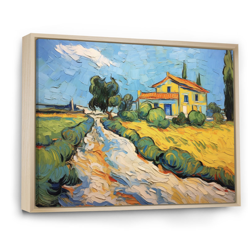 Vangogh, la maison jaune à Arles III, encadrée sur toile par Vincent Van Gogh, peinture, H 34 po x l 44 po x P 1,5 po