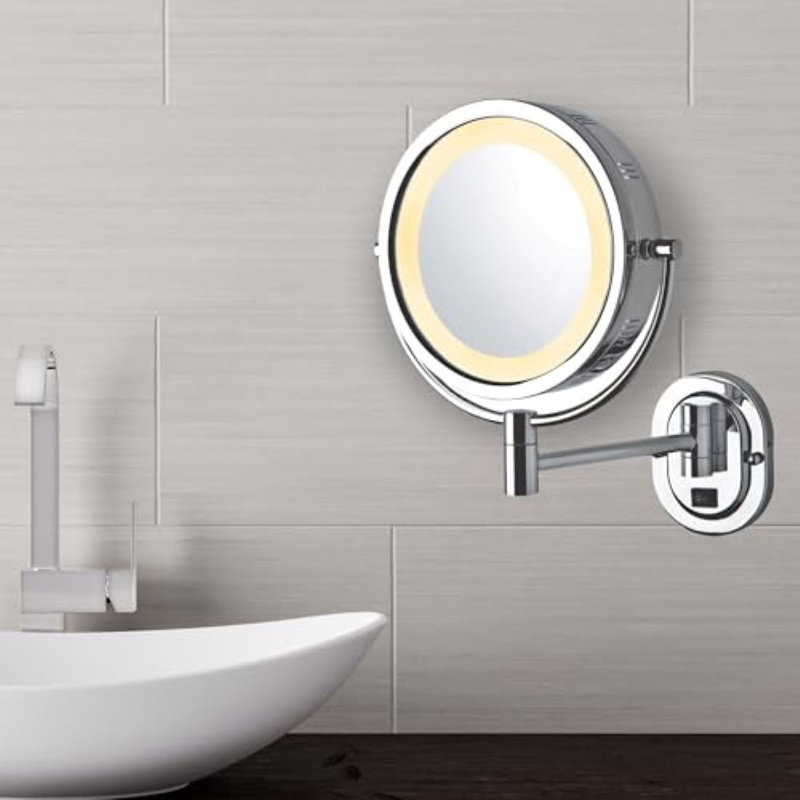 Miroir de maquillage mural lumineux 8 po Warrnambool, Chrome