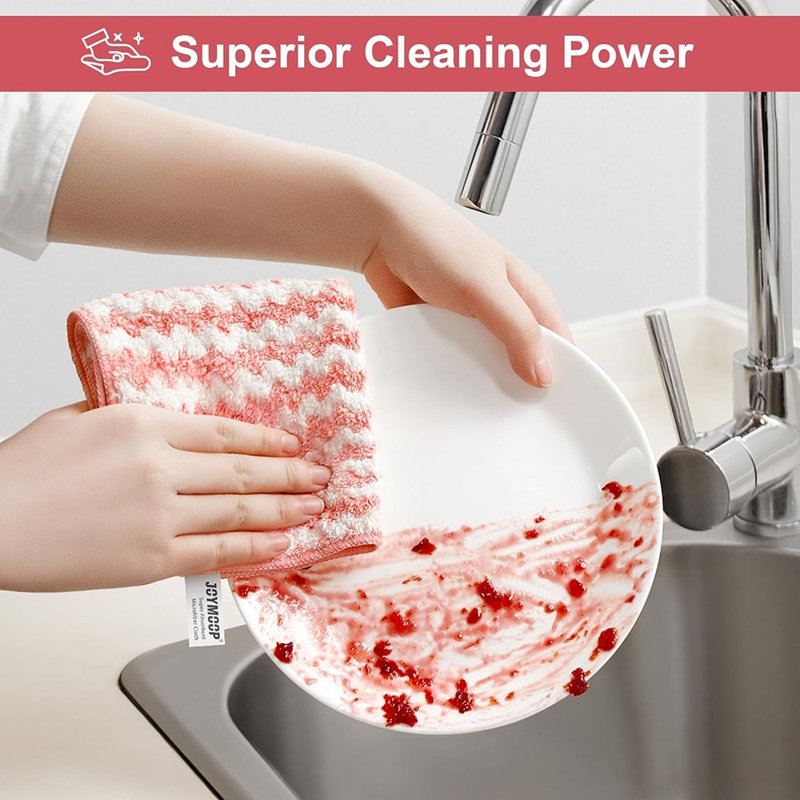 Lingettes de nettoyage en microfibre, paquet de 18 serviettes absorbantes non pelucheuses réutilisables pour le séchage et le nettoyage de la cuisine