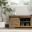 Banc rembourré en similicuir, banc de rangement, banc à chaussures pour hall d'entrée-642998357