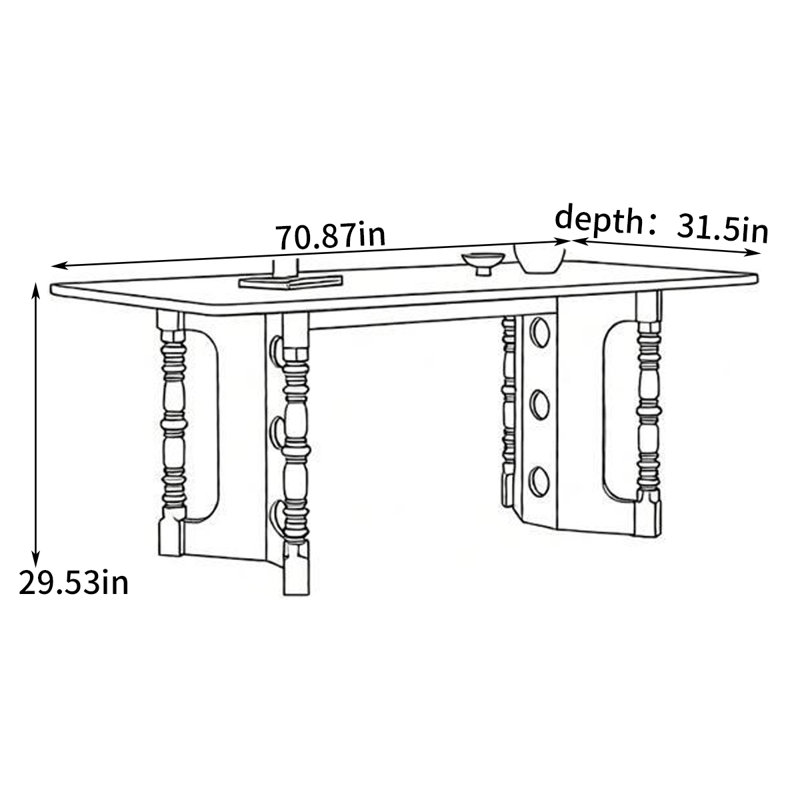 Southsea Rectangular dining table for home use, 29.53”H x 70.87”L x 31.5”W