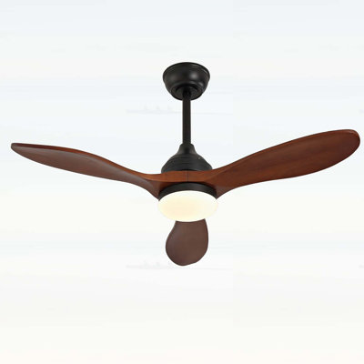 42-inch Solid Wood Ceiling Fan with Light, Remote Control, 3 Blades, Quiet DC Motor, 6-Speed Reversible Operation for Bedrooms and Small Rooms