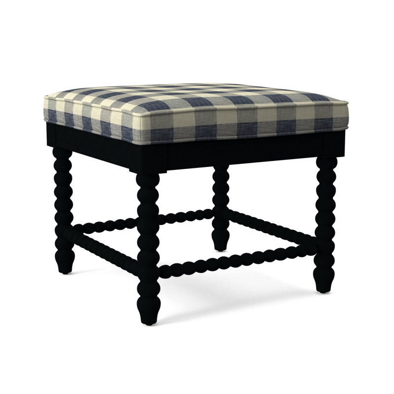 Lind Island Upholstered Bench, Sunbrella Beige Pinstripe; 6205-74, Black Finish