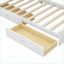Lit plateforme simple en bois de pin avec tête de lit, tablettes et amp; 2 tiroirs - blanc, aucun sommier nécessaire-1329644341