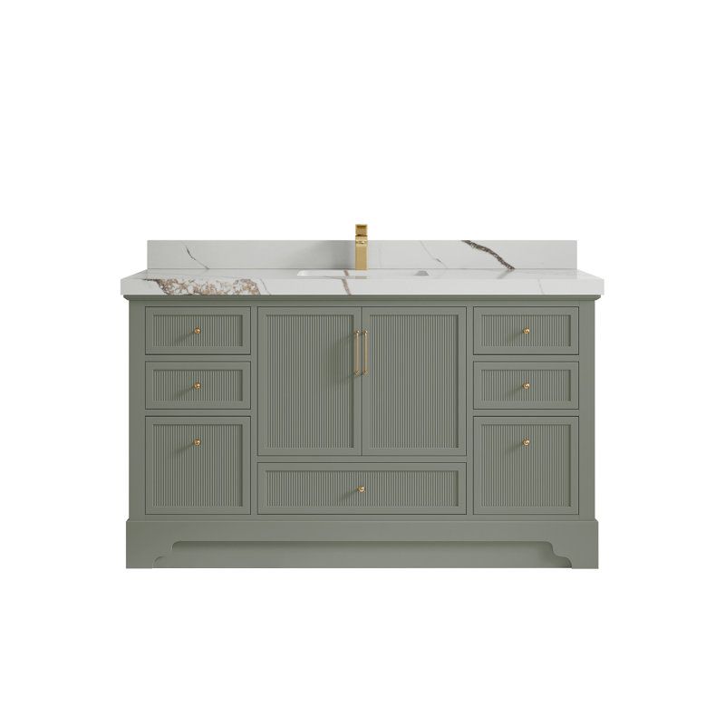 Alys 60'' Single Bathroom Vanity with Top, Calacatta Gold