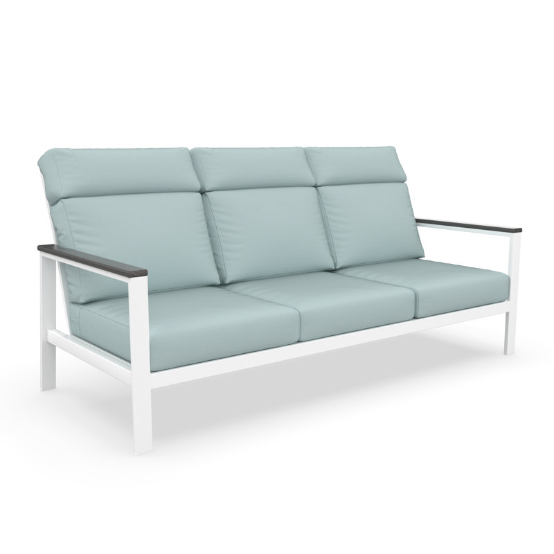 Canapé d'extérieur en métal avec coussin Sunbrella Townsend, Couleur unie, Bliss Dew