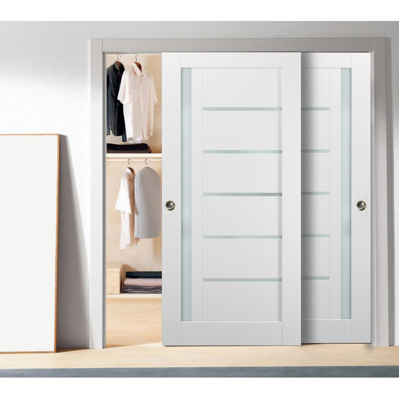 Portes blanches en verre givré Quadro, 48 po x 84 po