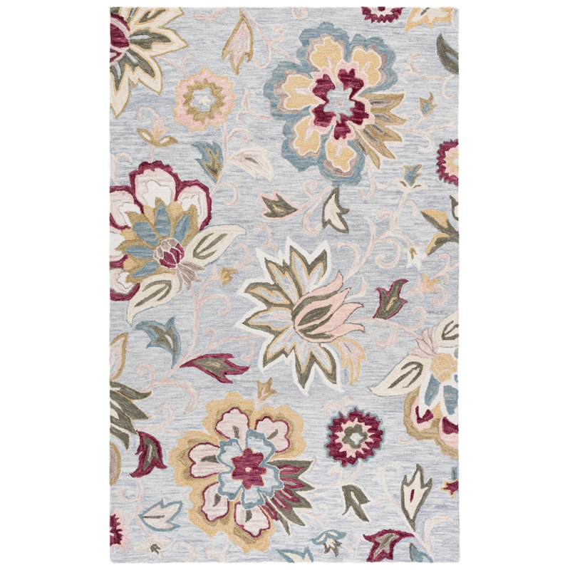 Blossom Hand Tufted Wool, Cotton Floral Indoor Rug, Rectangle 6' x 9'