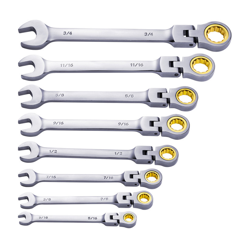 Ensemble de clés à cliquet flexibles 8 pièces SAS 5/16 "-3/4" avec pochette enroulable