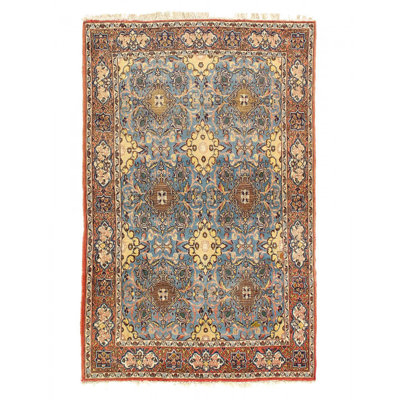 Ildar One-of-a-Kind Rectangle 4'5" X 6'11" Small Rectangle Lamb's Wool Area Rug Light Blue