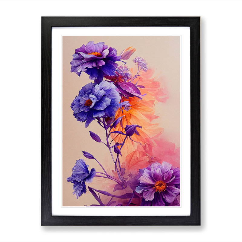 Pretty Flowers No.2 - Single Picture Frame Painting, Black Framed, 64cm H x 46cm W x 2cm D