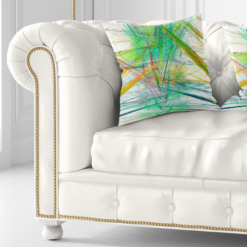 Motif fractal magique - coussin abstrait imprimé, 18 po x 18 po, Coussin décoratif, Vert