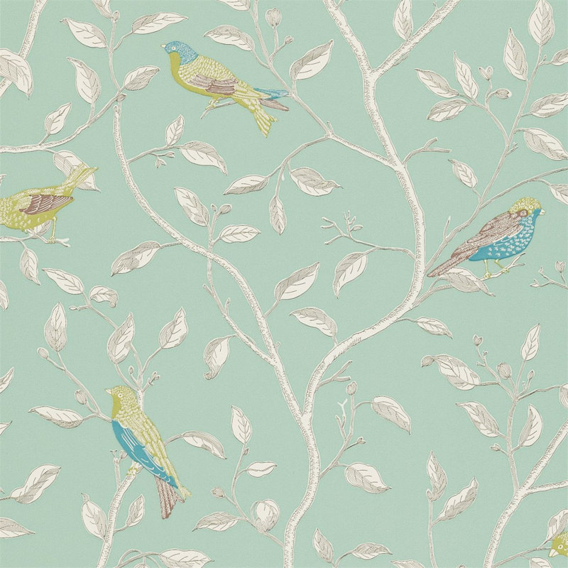 Finches Wallpaper, Duck Egg