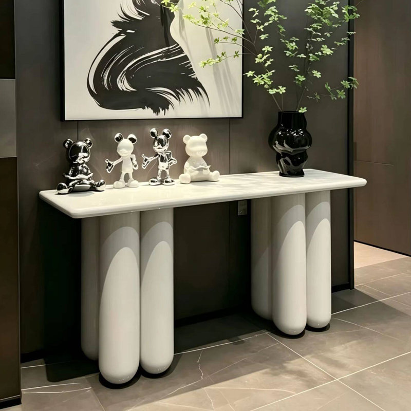 Console moderne de style nordique, 33.5" H x 78.7" W x 15.7" D, Cream white, Cream white, Cream white