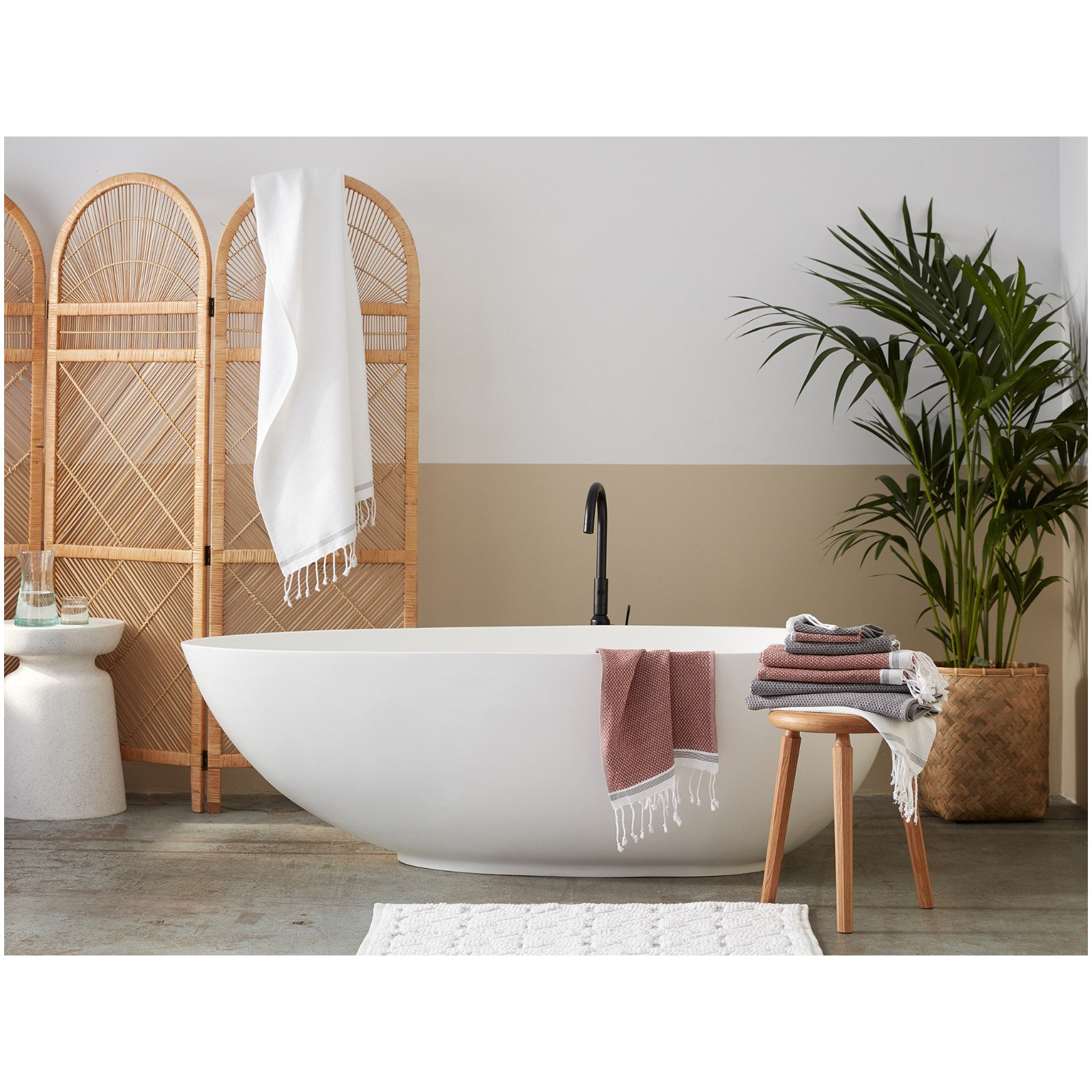 Mediterranean Organic Bath Towel, Alpine White/Slate, Bath Towel