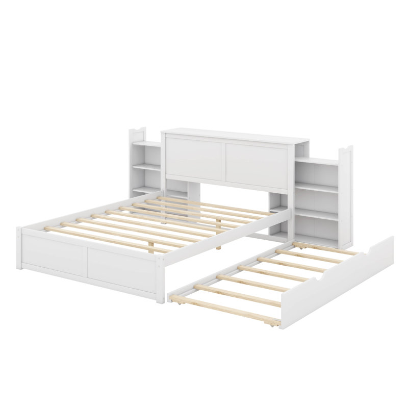 Lit plateforme avec rangement et tablettes gigognes, Grand lit
