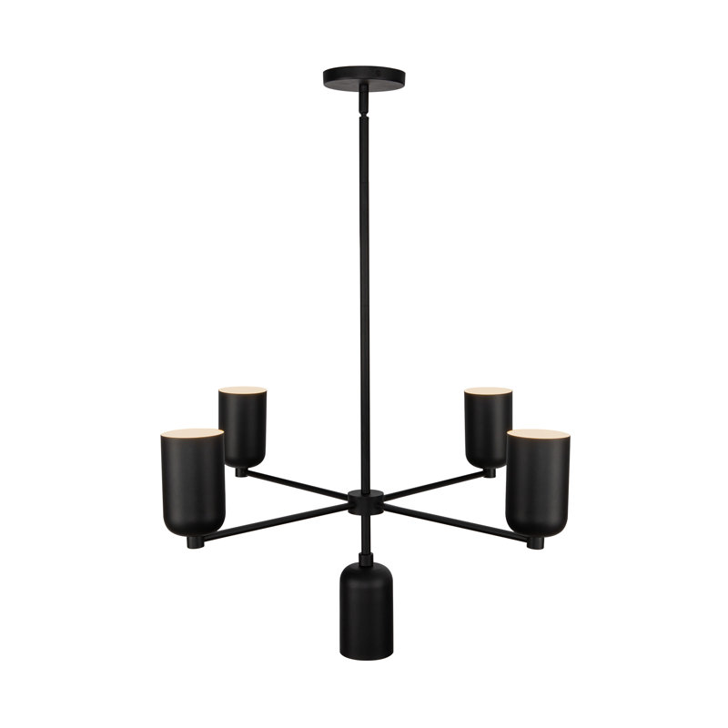 Nola 5 - Light Chandelier, Matte Black, Matte Black Metal