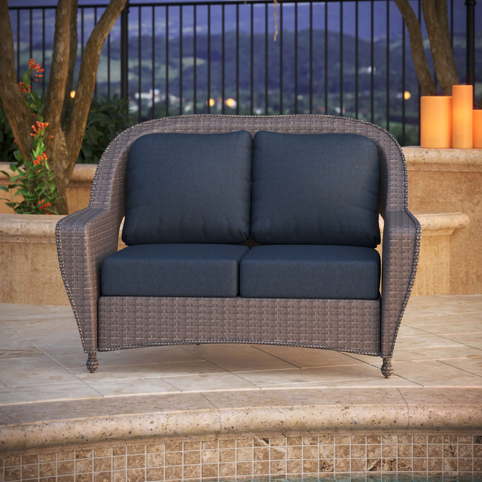 Amala 22" Sunbrella® Seat and Back Cushion, Spectrum Indigo Sunbrella®