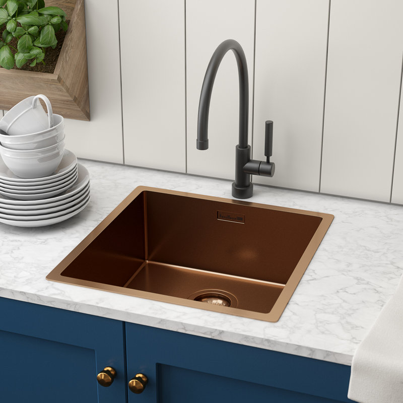 Miami Single Bowl Undermount Kitchen Sink, Copper