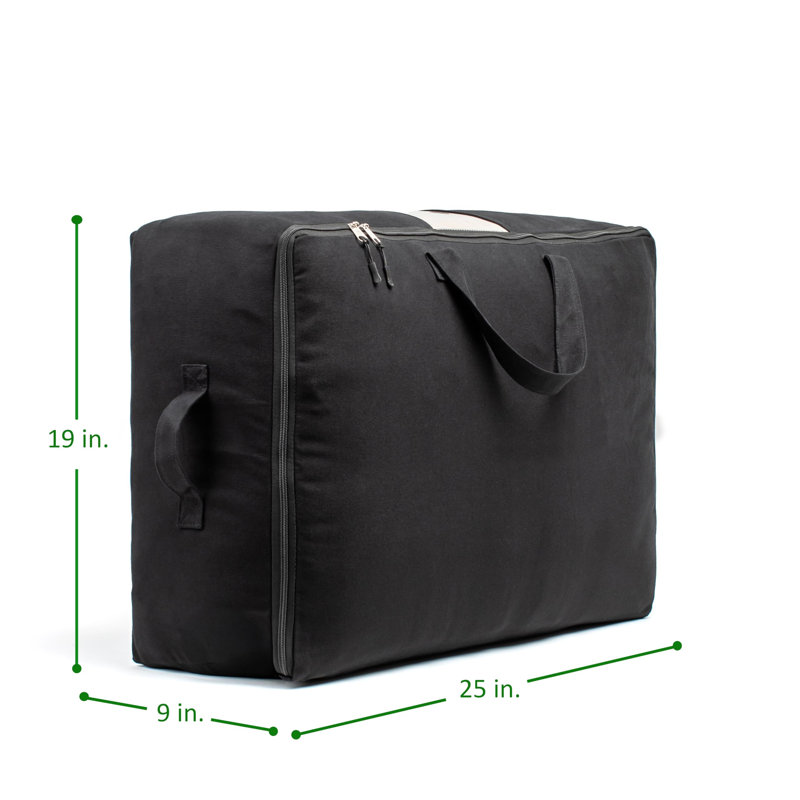 Sacs de rangement en toile souple avec fermeture à glissière. Épais et respirant, organisateur d'édredon très grand / grand 2 pièces. Quatre poignées de transport et fenêtre, noir