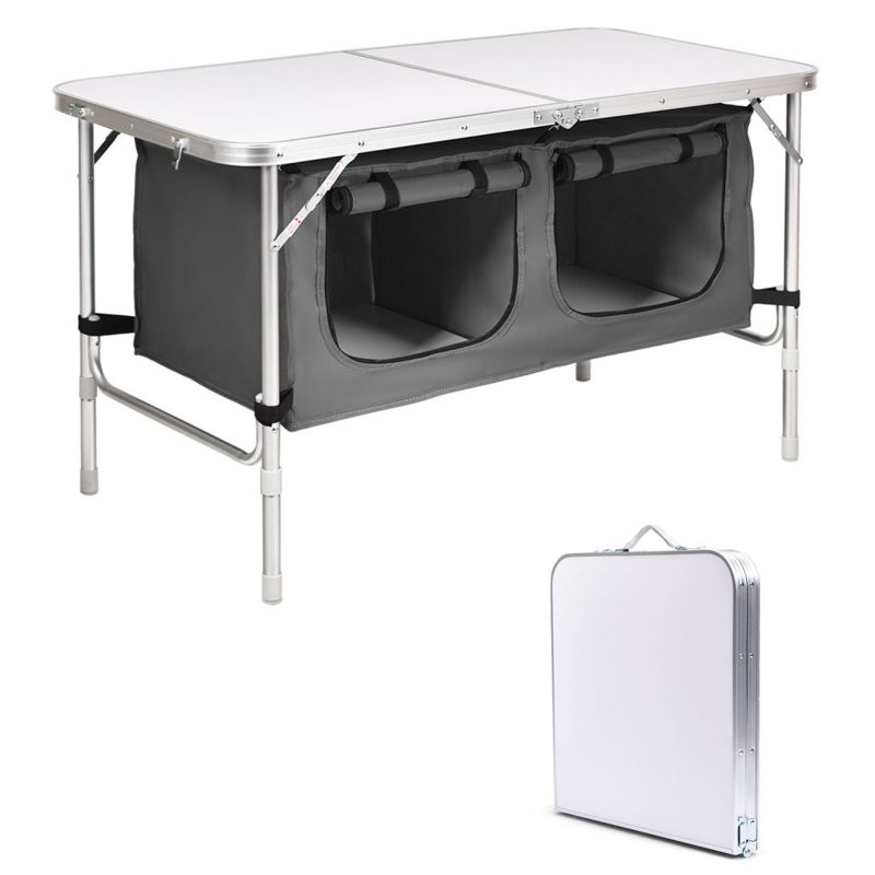 Aurika Rectangular Outdoor Camping Table - 120 cm W, Grey