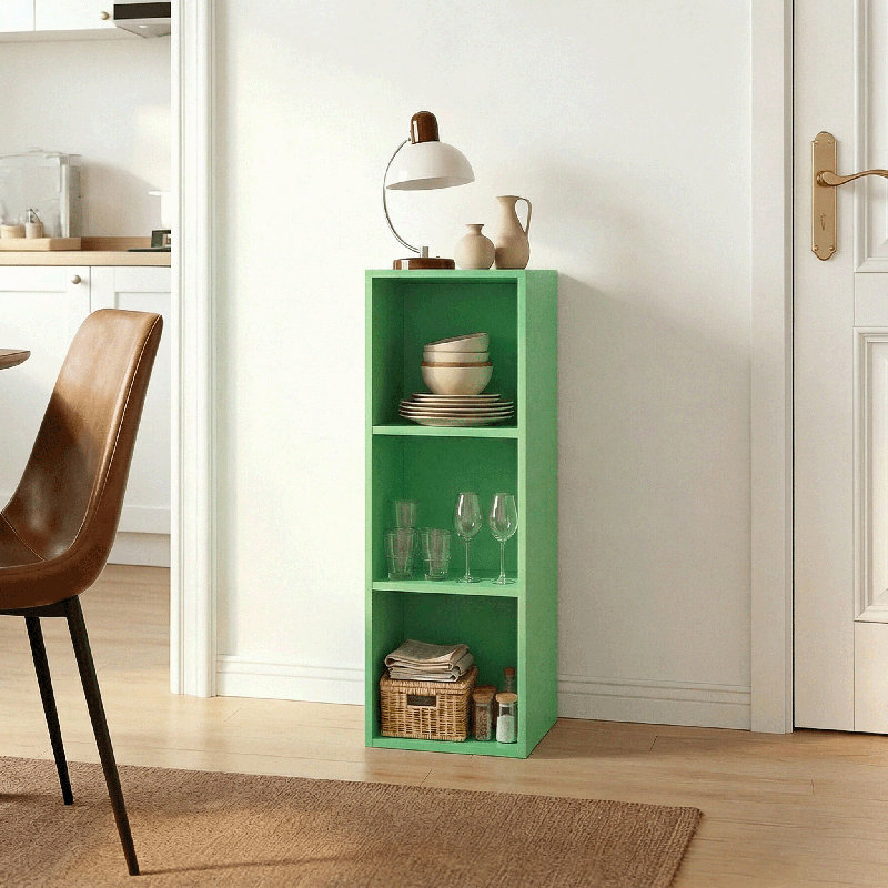 Bibliothèque à 3 niveaux, tablette ouverte, verte, (3 tablettes) H 31,5 po x l 9,61 po x P 9,37 po, Vert