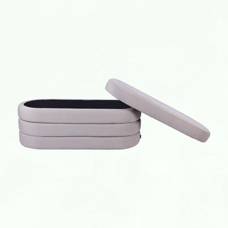 Banc repose-pieds avec rangement en velours
