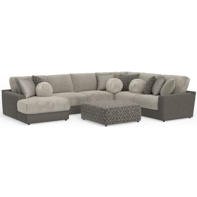 Stafford 4pc Sectional With Cuddler Seat Cushions, Included Accent Pillows And Cocktail Ottoman
