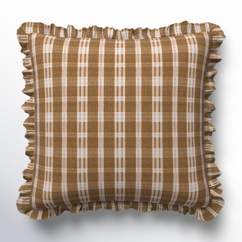 Zeppelin Plaid Cotton Reversible Throw Pillow, 18" x 18", Polyester/Polyfill, Brown/Beige Plaid