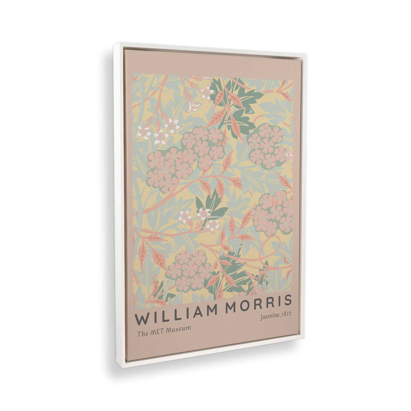 «Blush Jasmine» par William Morris, reproduction sur toile, H 12,75 po x l 8,75 po x P 1,75 po, Cadre flottant blanc opaque