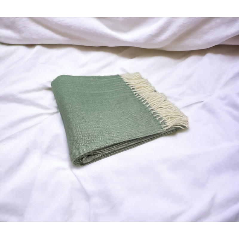  Soft Acrylic Herringbone Throw Blanket, 50" L x 60" W, Pastel Green Herringbone