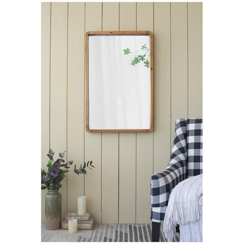 Miroir rectangulaire de 24 po x 36 po en bois, décoration murale de style campagnard, convenant au salon, à la chambre à coucher et à l'entrée