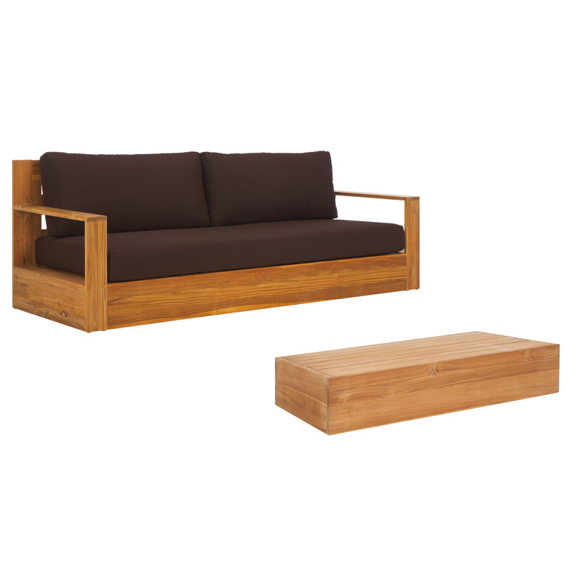 Hurlow 2 Piece Outdoor Conversation Set, Dark Brown