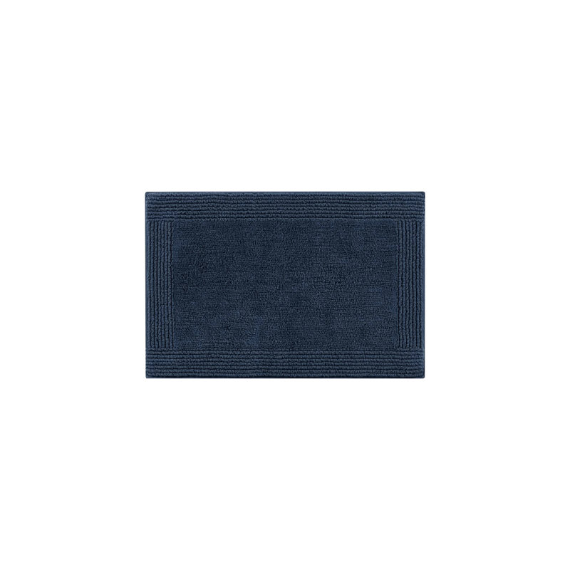 24X60" Navy 100% Cotton 3000 Gsm Reversible Bath Rug, Walking On Clouds With Feel, - , Non Slip Recommended, Machine Washable Heavyweight Soft Medium Pile 0.5",