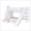 Lit superposé simple au-dessus d'un lit simple avec 2 tiroirs, 3 tablettes et glissade - blanc-130092052