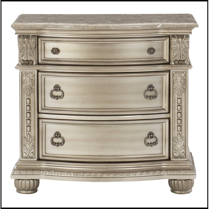 Table de chevet 1 pièce avec finition argent