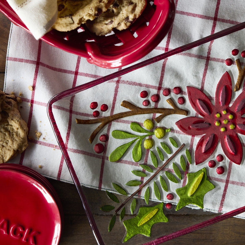 Poinsettia Rectangle Platter - 15X8in
