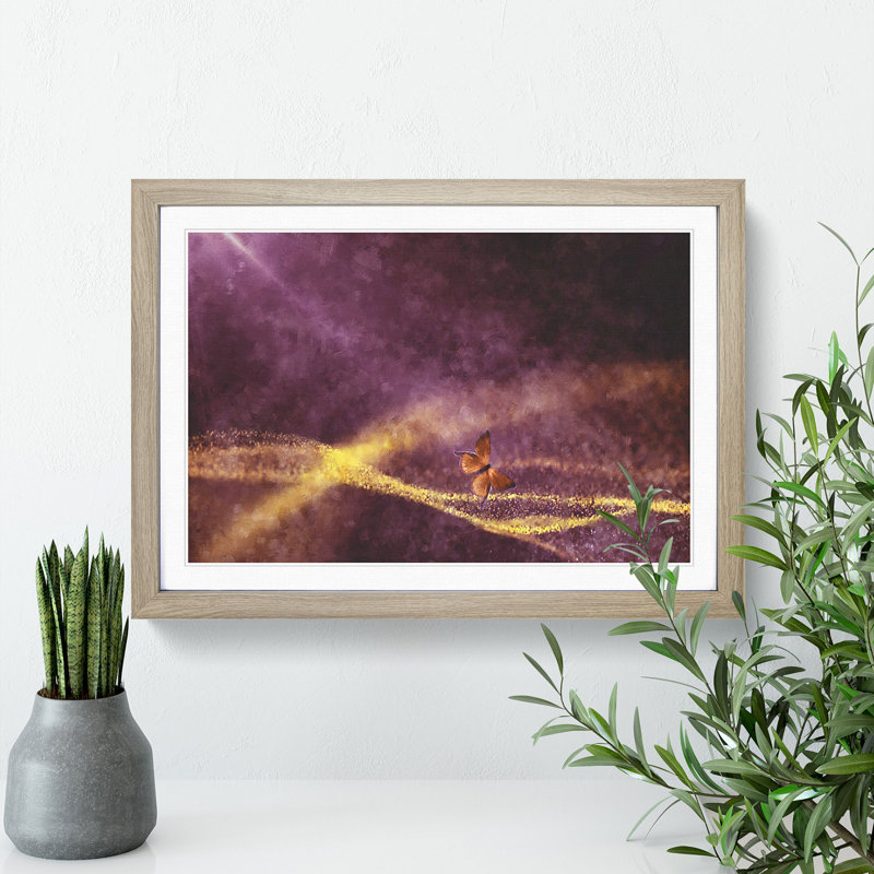 Butterfly Vol.1 - Picture Frame Painting, 27cm H x 36cm W x 2cm D, Oak Framed
