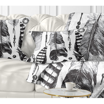 Plumes dessinées à la main - coussin imprimé animal