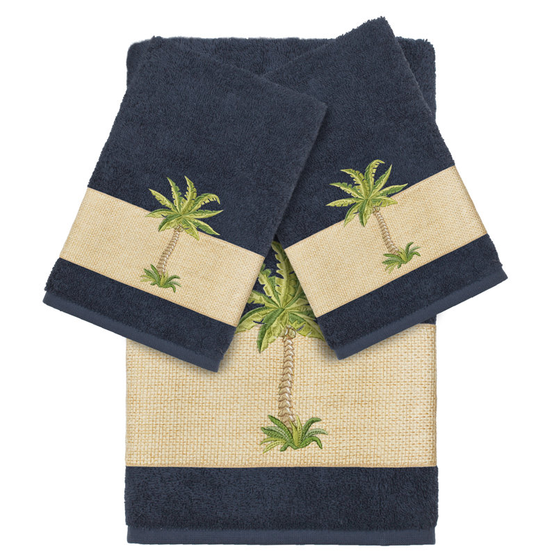 Ensemble de serviettes 3 pièces 100% coton turc Colton, Bleu minuit