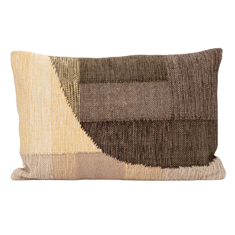 Multicolor Hand-Woven Fabric Abstract Lumbar Pillow