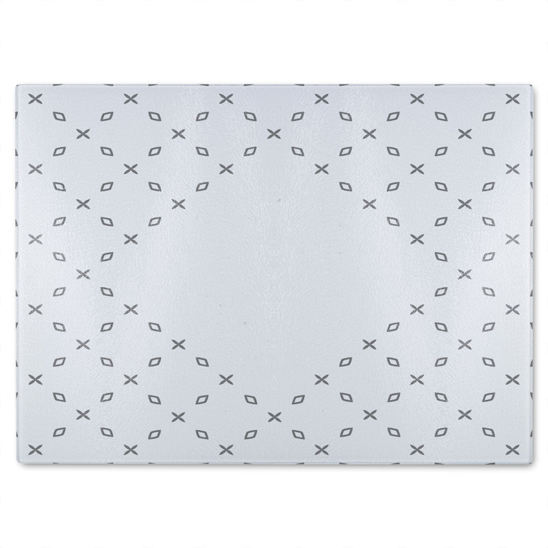 Crosses & Diamonds Glass Chopping Board, 40cm L x 28cm W