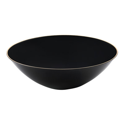 Black with Gold Rim Organic Round Disposable Plastic Soup Bowls (16 oz.)