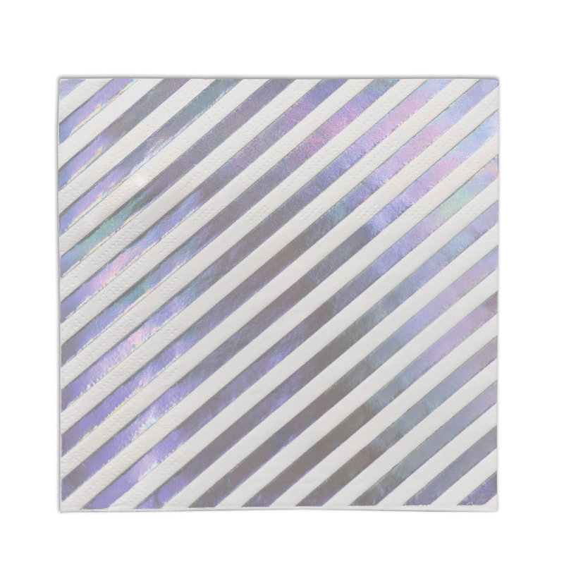 Iridescent Stripes Beverage Napkins, 6.75'' H x 6.75'' W x 0.25'' D