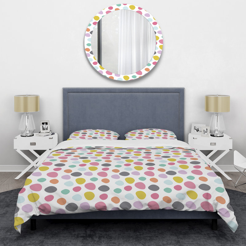 Ensemble de housse de couette en microfibre mauve / blanc 3 pièces, Housse de couette double / grand + 2 taies décora