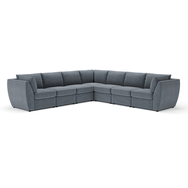 Caldwell 7-Piece Modular Upholstered Sectional, Bella Cornflower